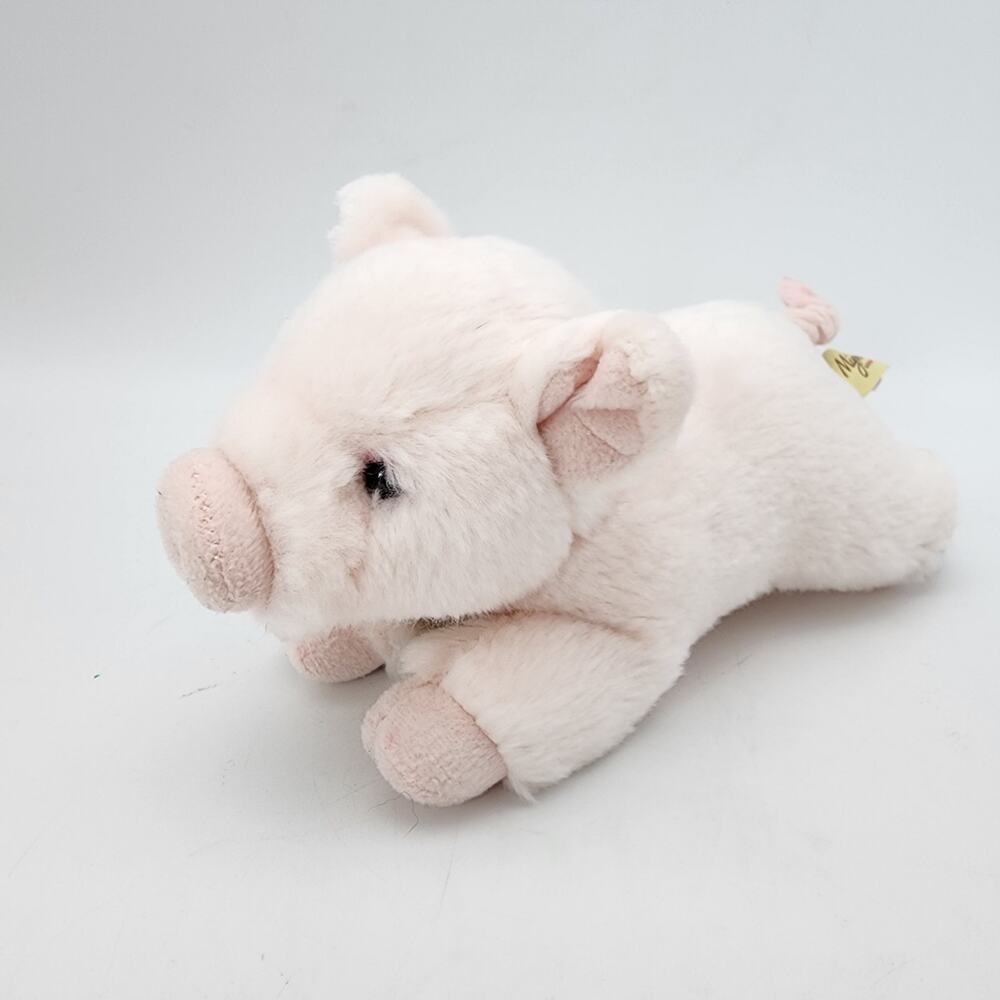 Miyoni Aurora Pig Plush Stuffed Animal Toy 9" Light Pink Curly Tail Beanie 2021